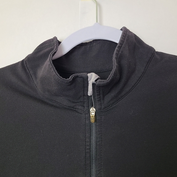 Alo Yoga women's black 1/2 zip layering neutral long sleeve pullover shirt, sz L - Picture 3 of 7